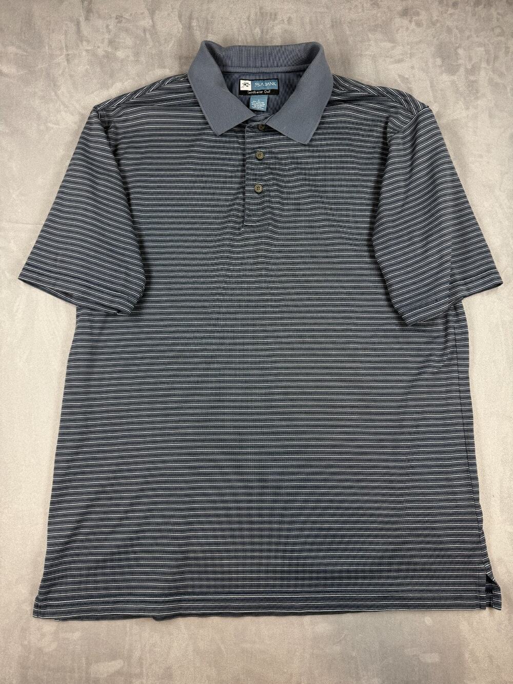 Jos. A Bank Leadbetter Golf Men's Gray Striped Golf Polo Size L